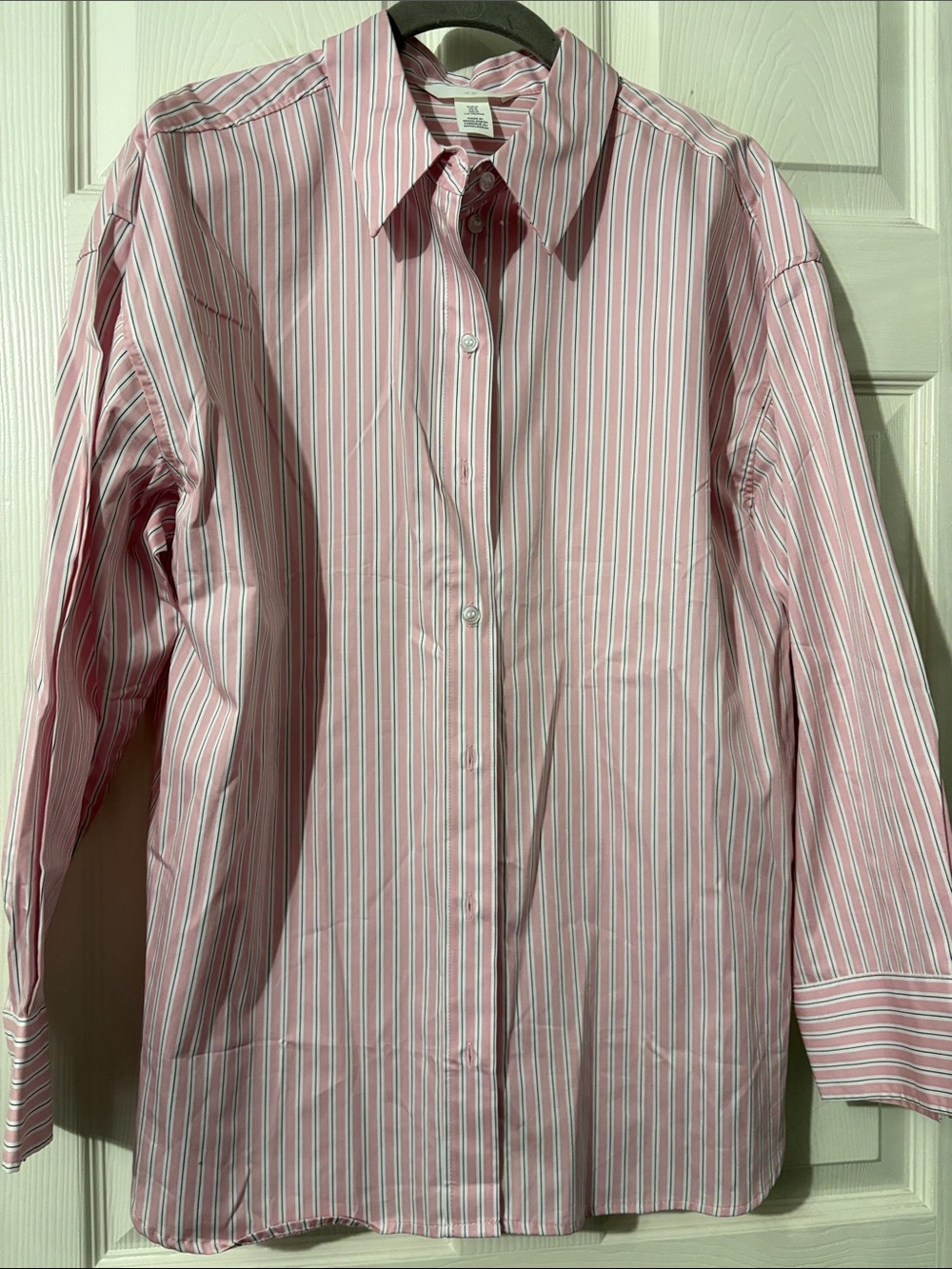 H&M Pink and White Striped Button-Down Shirt
